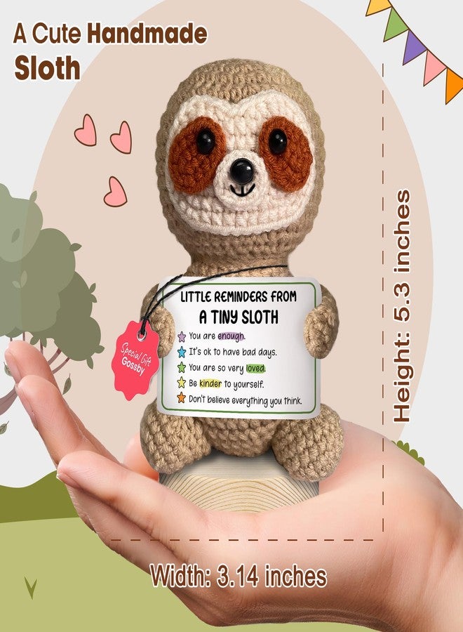 Gossby Positive Sloth Crochet - Little Reminders from A Tiny Sloth - Inspirational Gift Women - Emotional Support, Birthday, Encouragement, Thinking of You, Friend, Coworker, Boss - Image 3
